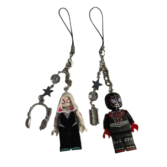 Gwen and Miles Lego Couple Keychain